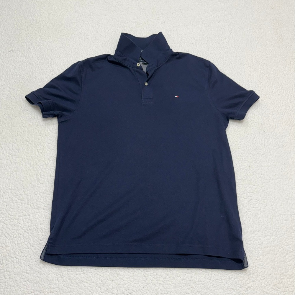 Tommy Hilfiger Mens Navy Blue Short Sleeve Polo Shirt 08978B1057‎ Size L